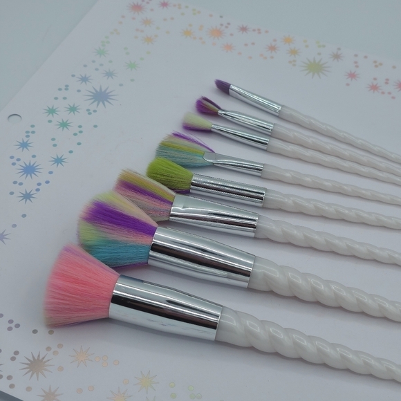 Rainbow Unicorn Makeup Brush Set of 8 - Picture 6 of 7